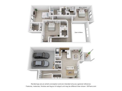 Floor plan for 3 beds, 2.5 baths, 1941 sqft